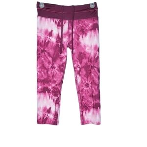 Danskin Now Cranberry Tie-dye Capri Leggings Women's Size XS